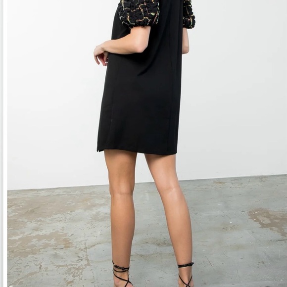 THML TEXTURED PUFF SLEEVE DRESS BlACK - Picture 5 of 7